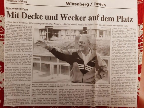 Einheit Wittenberg trauert um Günter Kunze (geb. 26.10.1937 - gest. 07.11.2020)
