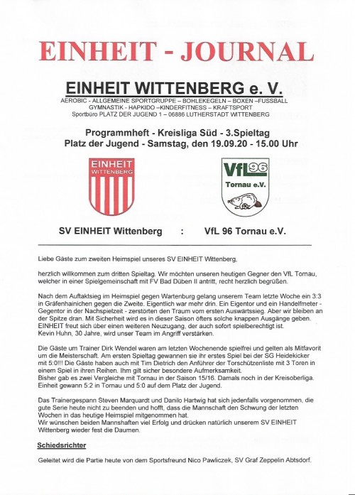 Heute 15.00 Uhr zweites Heimspiel auf dem Platz der Jugend